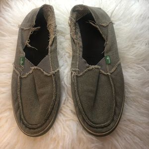 Sanuk grey womens size 8 Donna hemp slides